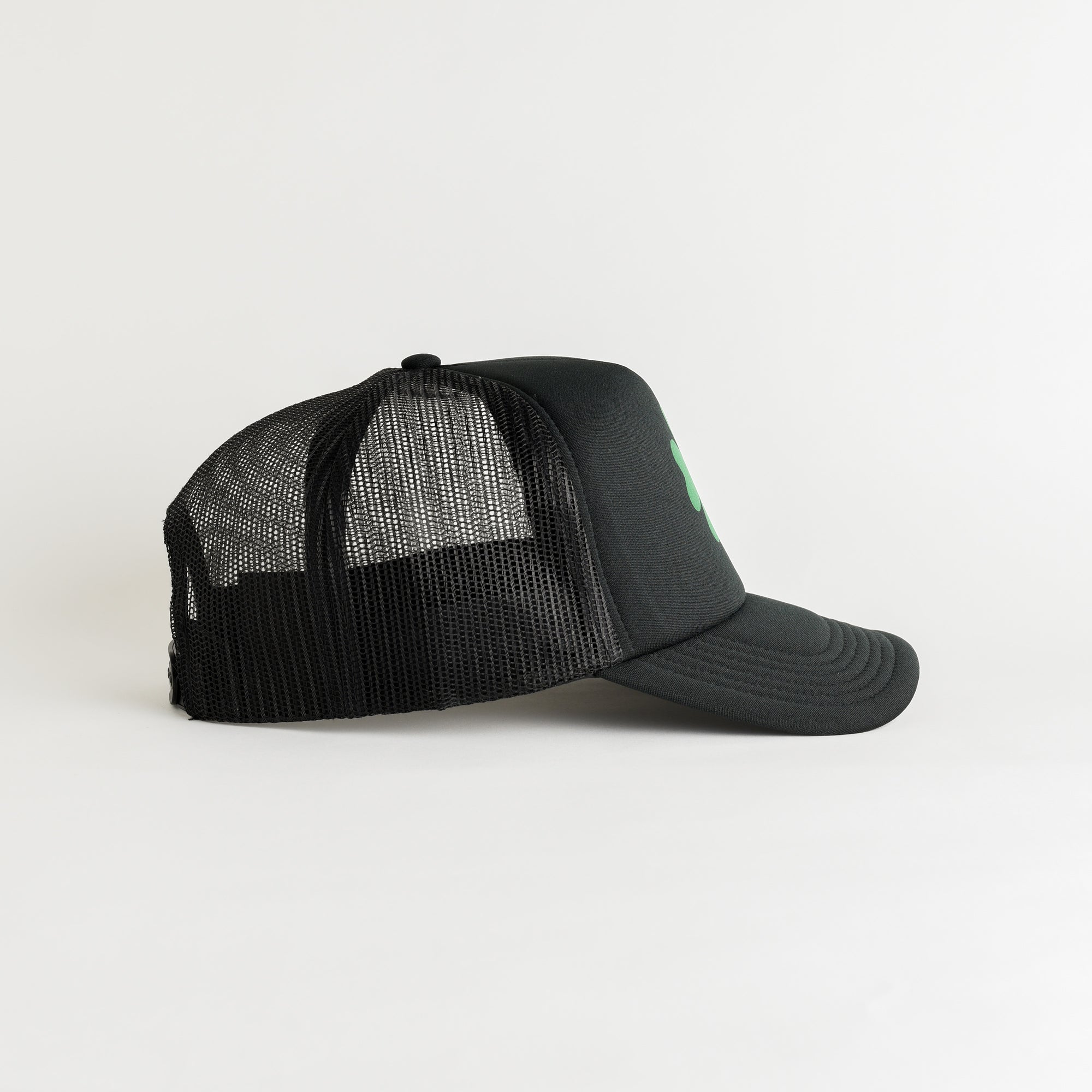 St. Patrick's Day 4 Leaf Clover Recycled Trucker Hat - black