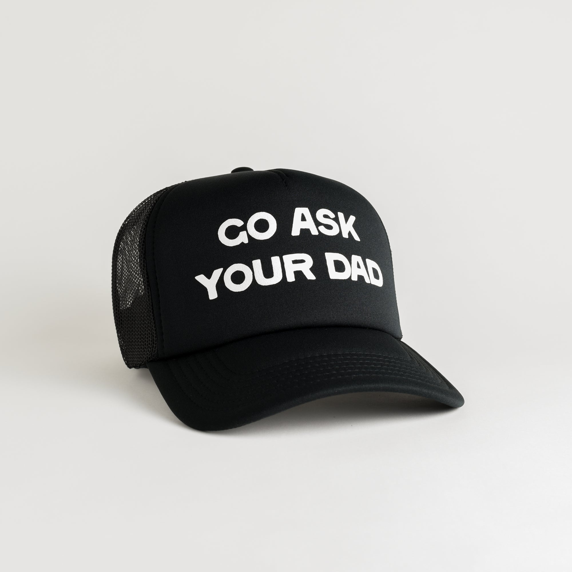Go Ask Your Dad Recycled Trucker Hat - black