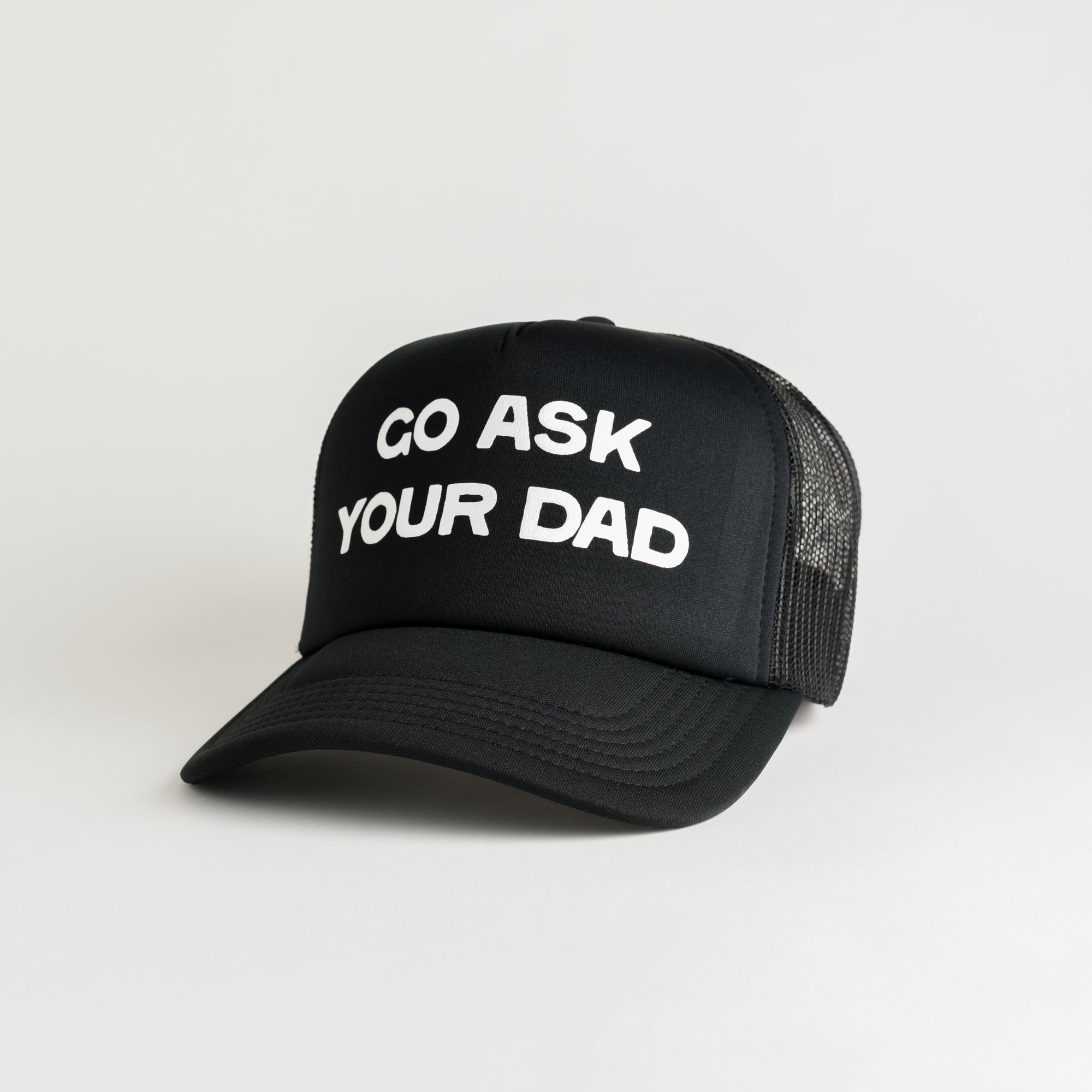 Go Ask Your Dad Recycled Trucker Hat - black