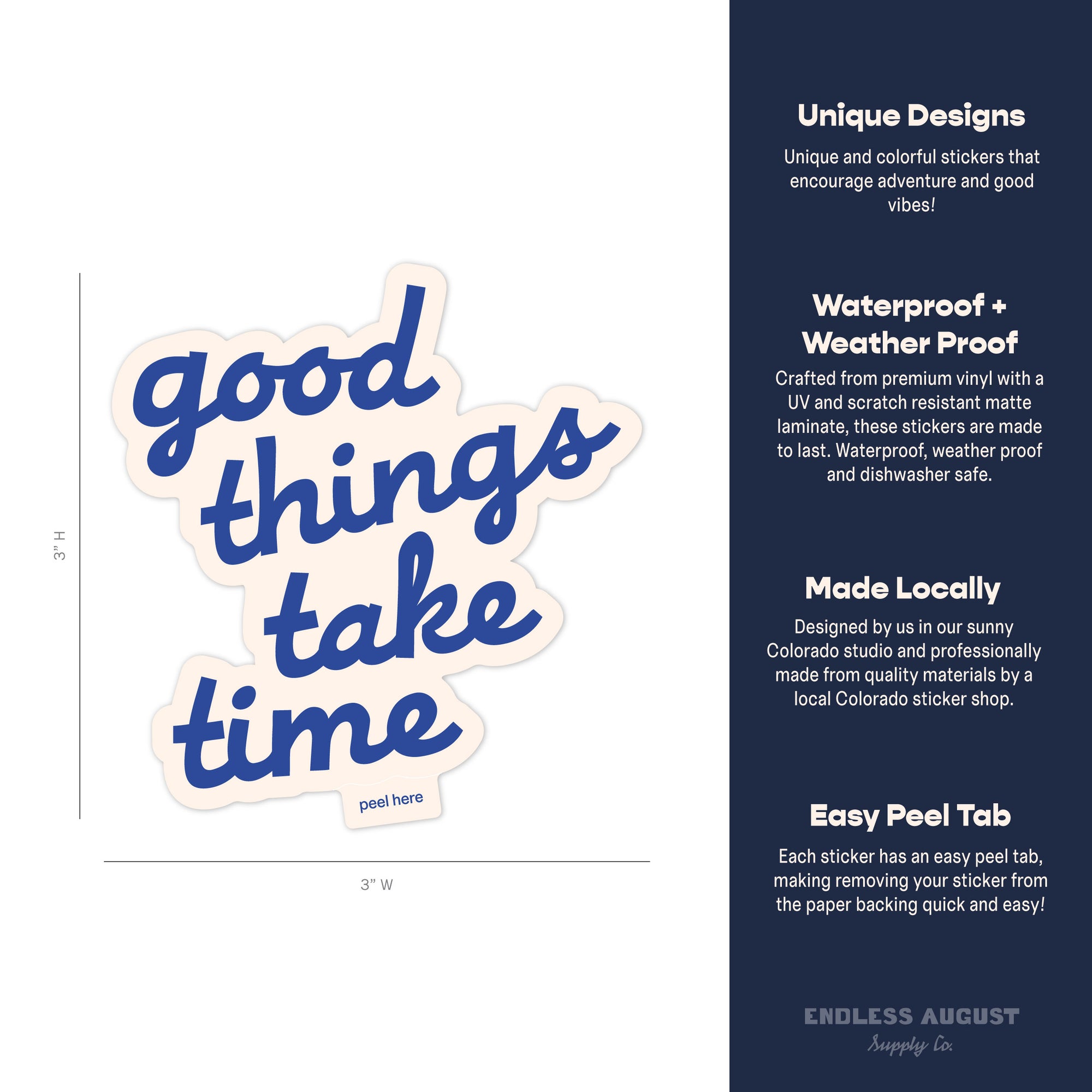 Good Things Take Time Sticker - blue