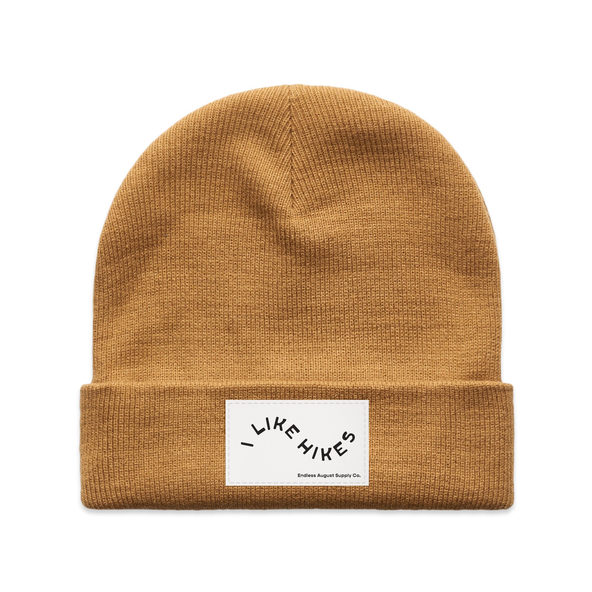 I Like Hikes Cuff Beanie - camel