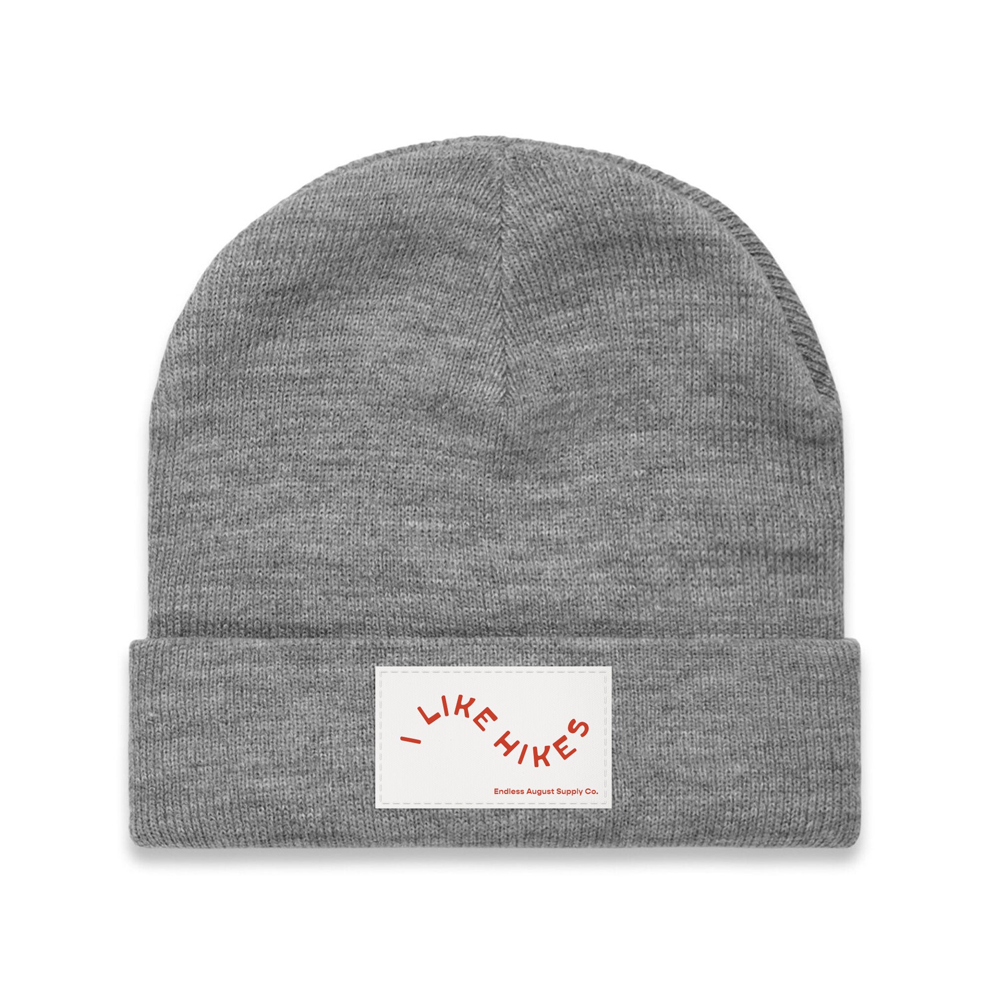I Like Hikes Cuff Beanie - heather grey