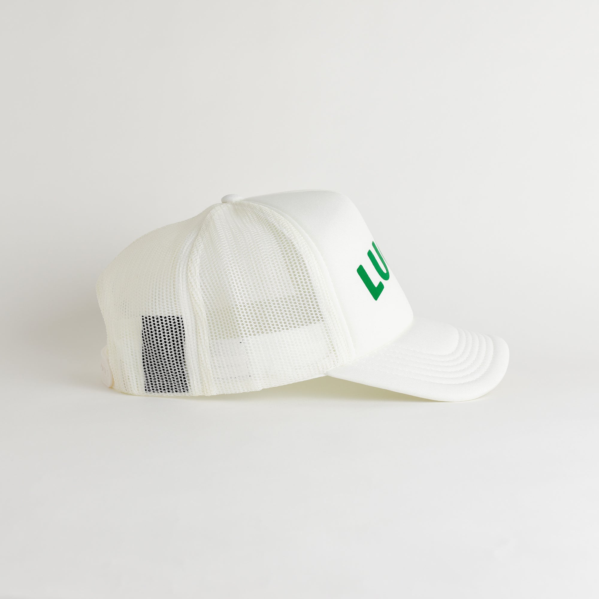St. Patrick's Day Lucky Recycled Trucker Hat - snow