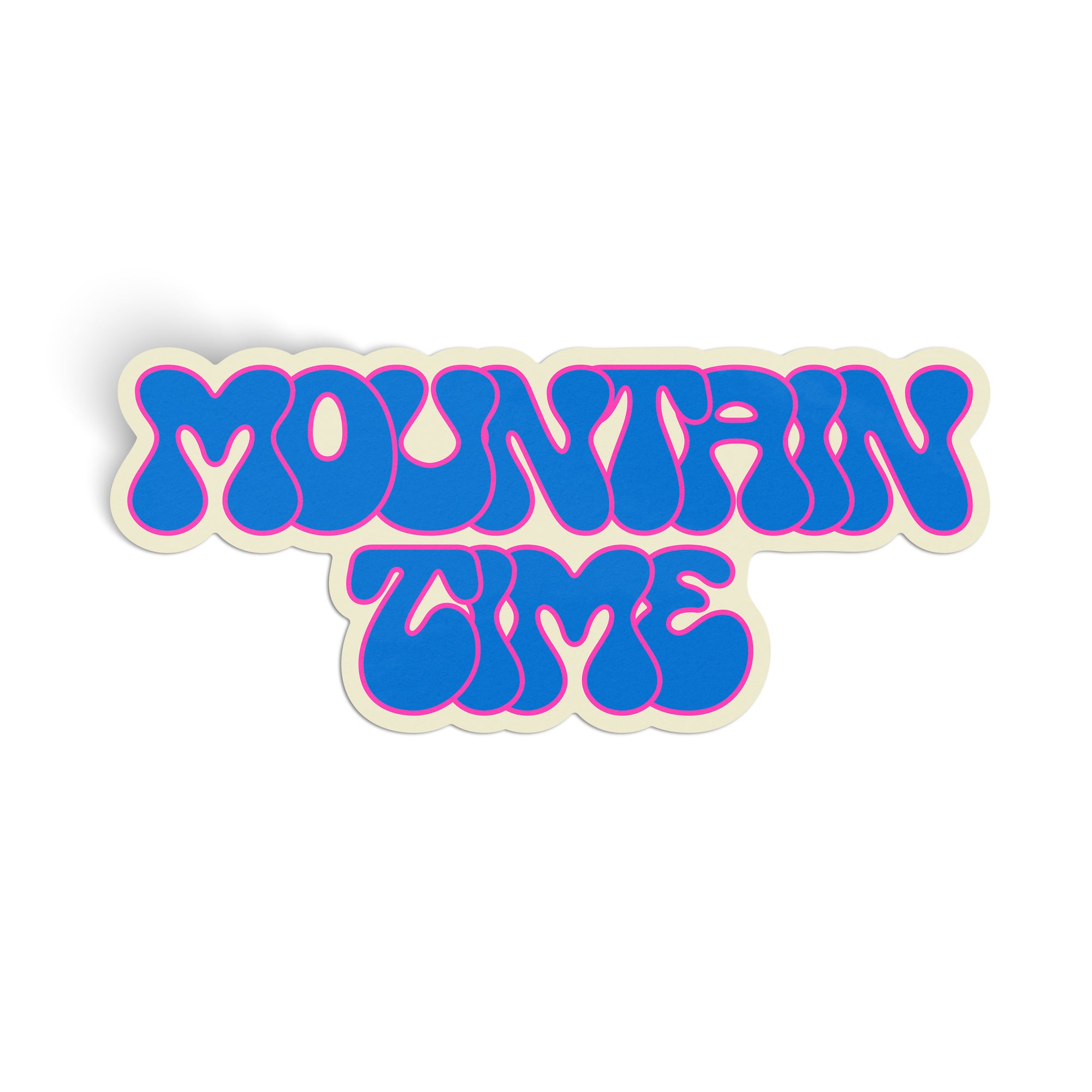 Mountain Time Retro Large Sticker - blue