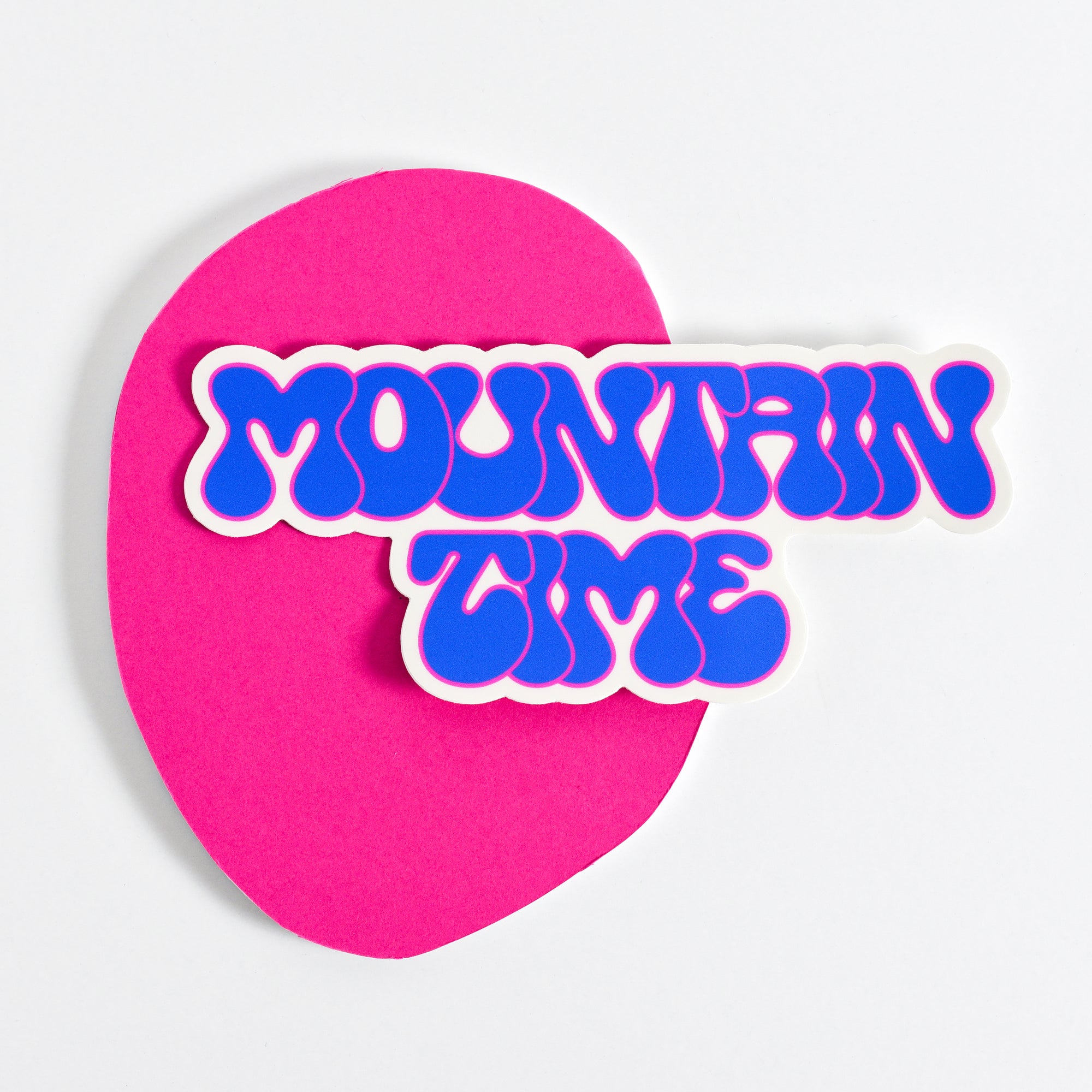 Mountain Time Retro Large Sticker - blue