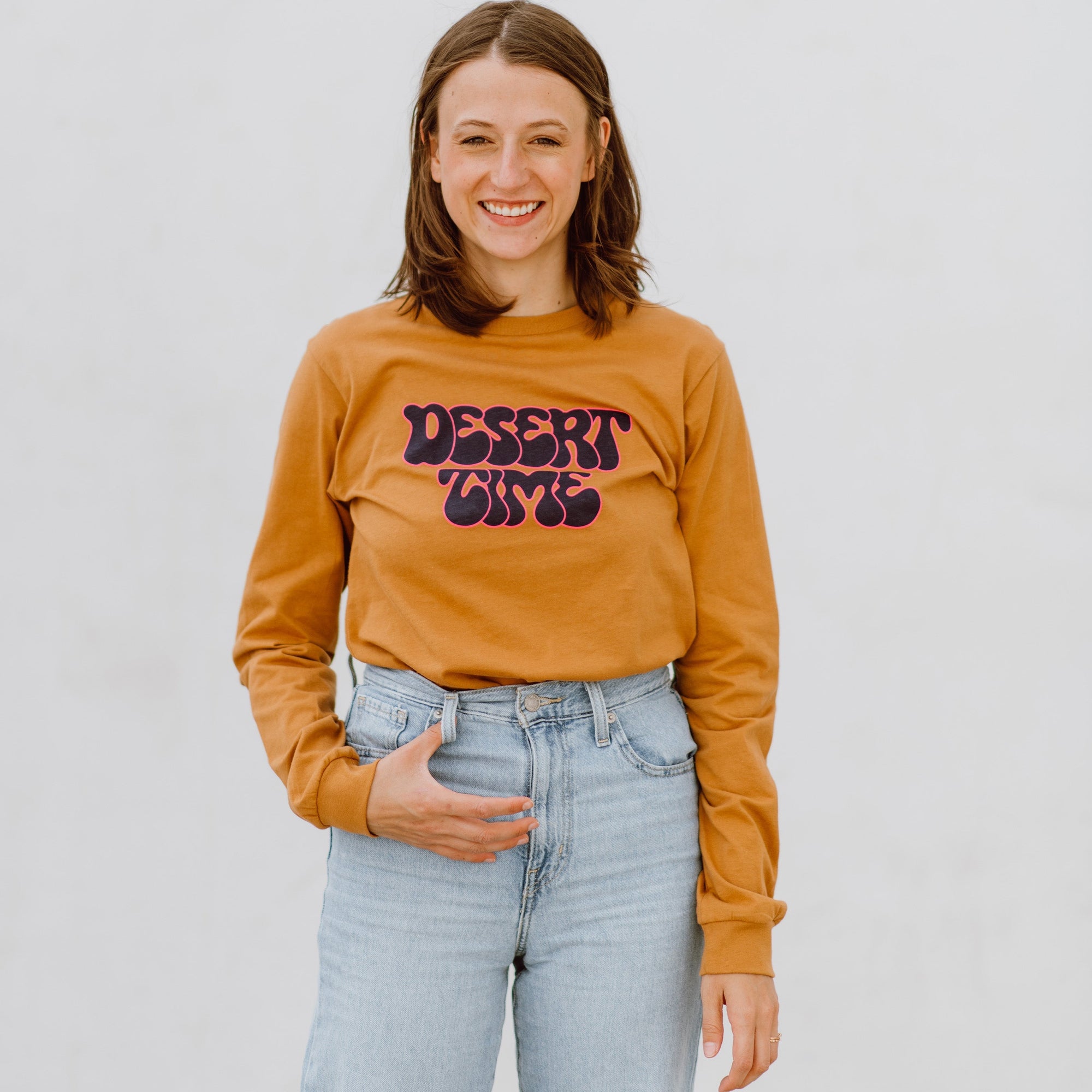 Desert Time Long Sleeve Tee Shirts & Tops August Ink camel XS