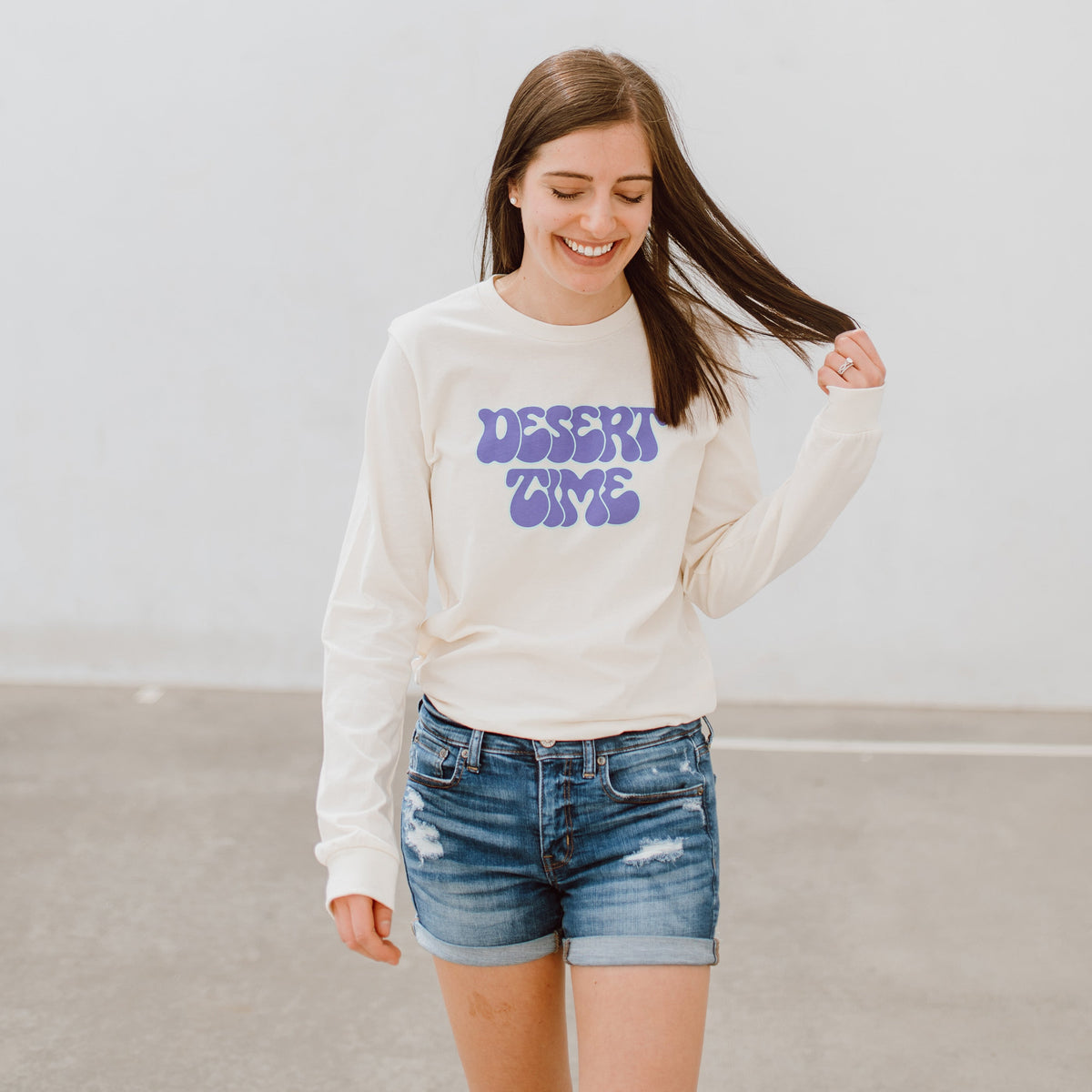 Desert Time Retro Long Sleeve Tee - natural Shirts & Tops August Ink