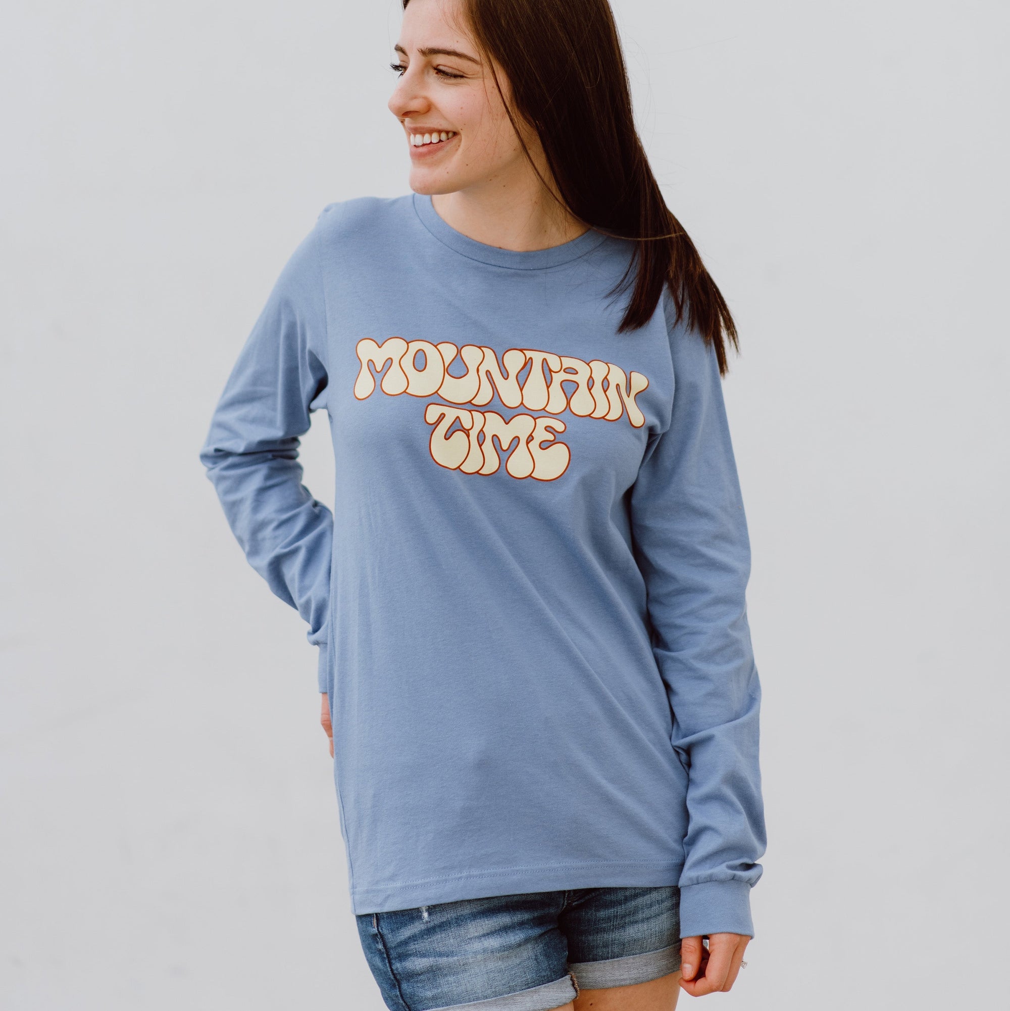 Mountain Time Long Sleeve Tee Shirts & Tops August Ink lavender blue XS
