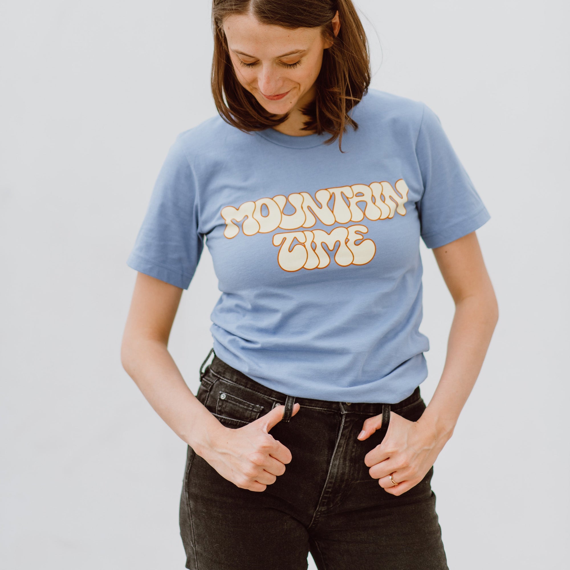 Mountain Time Tee Shirts & Tops August Ink lavender blue XS