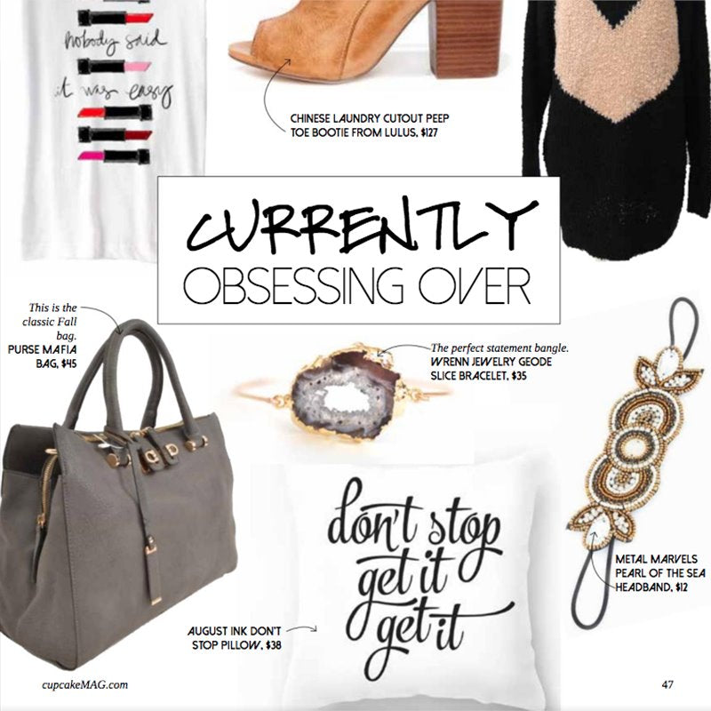Don't Stop Pillow Featured in cupcakeMag Fall 2014 edition